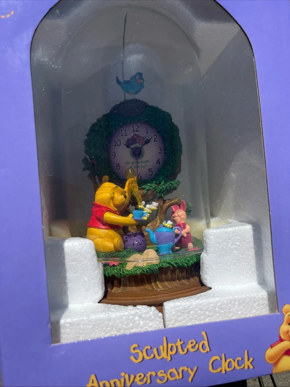 Disney Winnie the Pooh and Piglet Celebratory Sculpted Clock - Purple/Yellow/Red